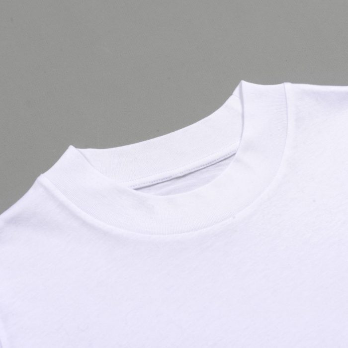 Kadin Dik Yaka Kisa Kol T Shirt Beyaz 7